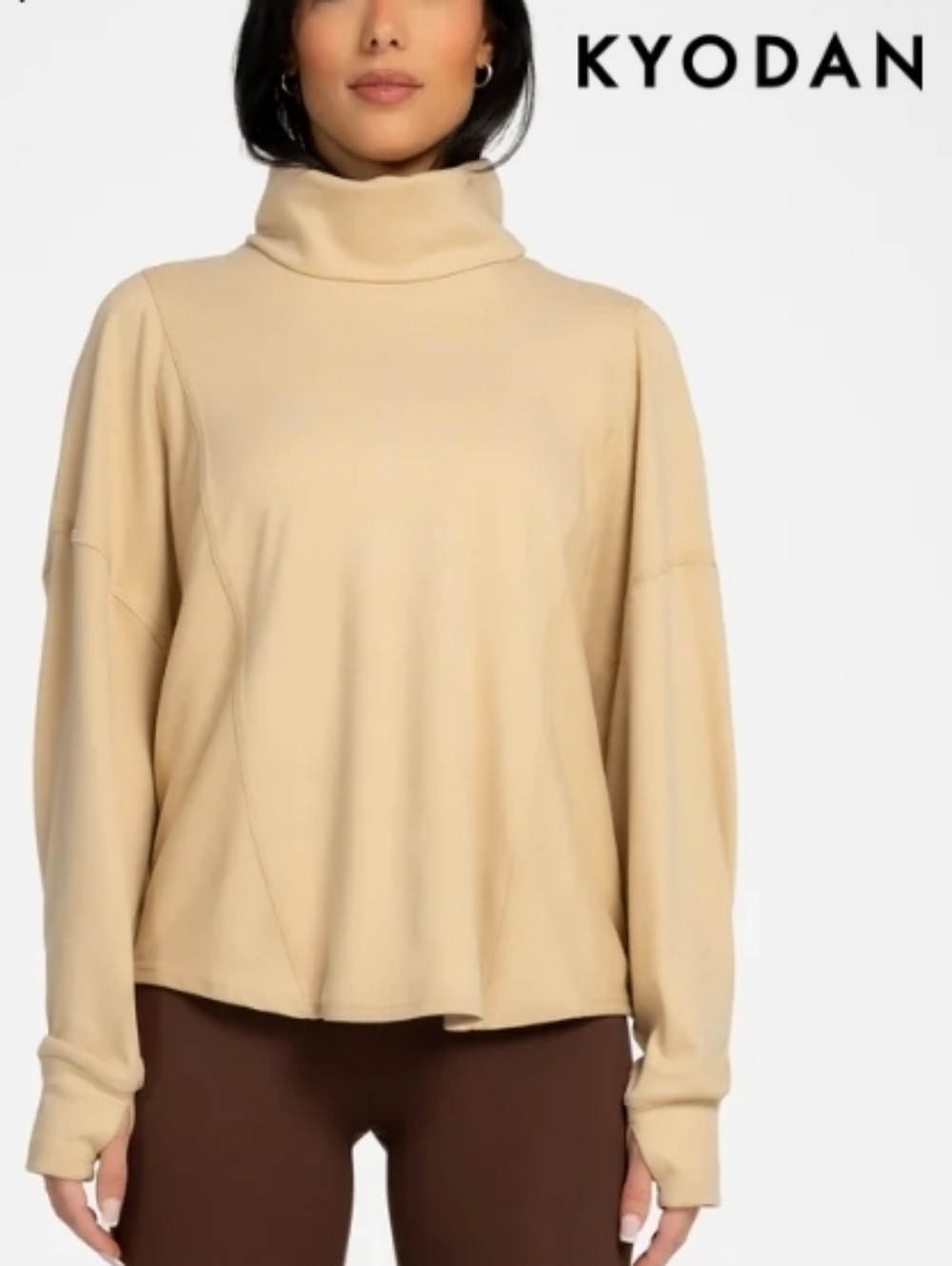 NWT Kyodan Beige Turtleneck Top Sz Large